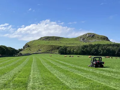 Researchers drove a car equipped with ground-penetrating radar over the land near Utstein Monastery on the island of Kloster&oslash;y.