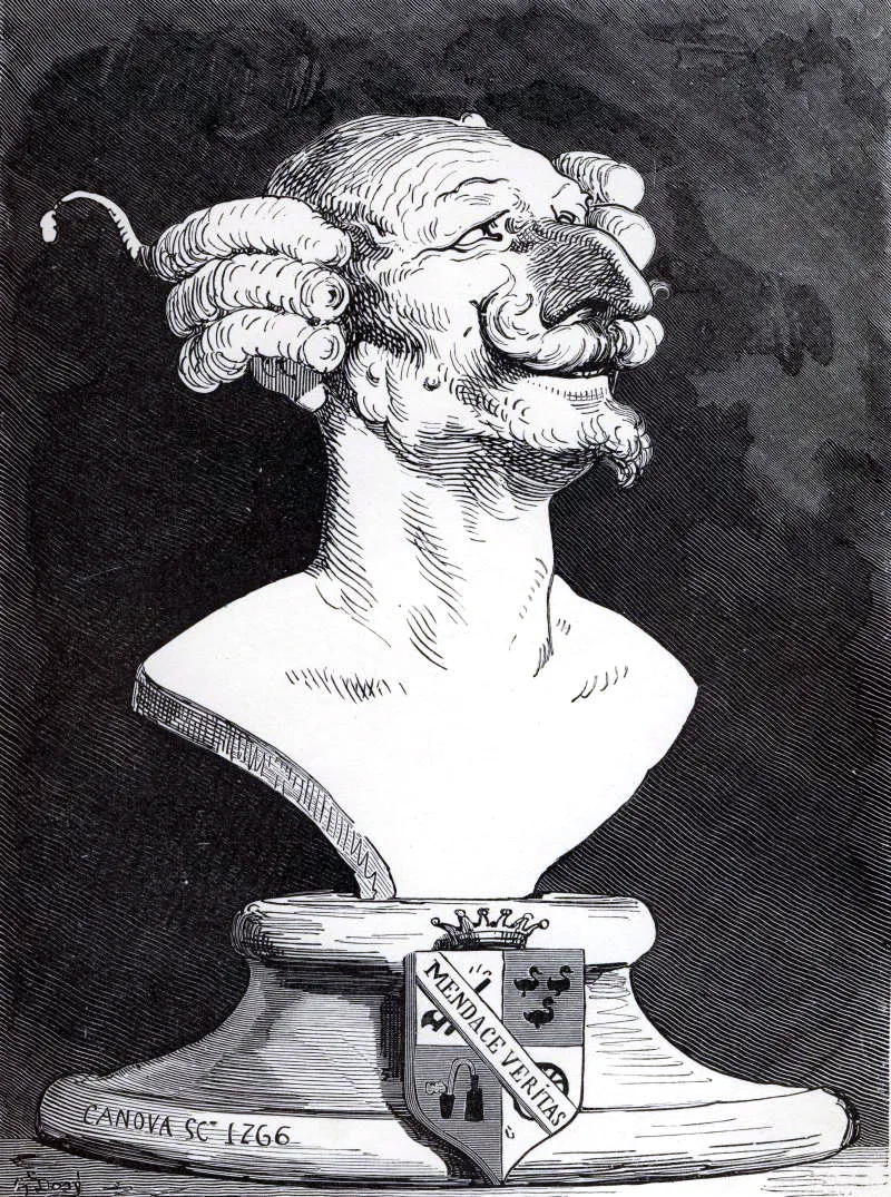 A painting of Baron Munchausen by Gustav Doré