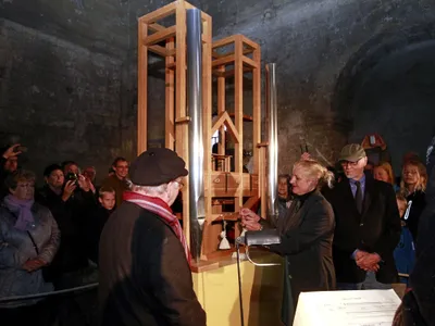 Volunteers from the&nbsp;John Cage Organ Foundation conducting an earlier chord change in October 2013