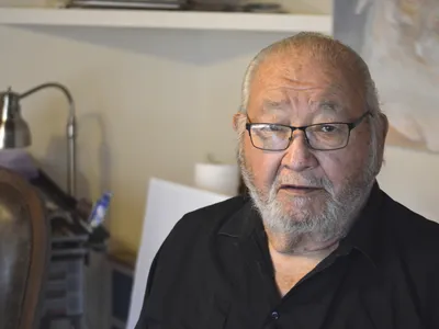 Writer N. Scott Momaday at his home in Santa Fe, New Mexico, in 2019