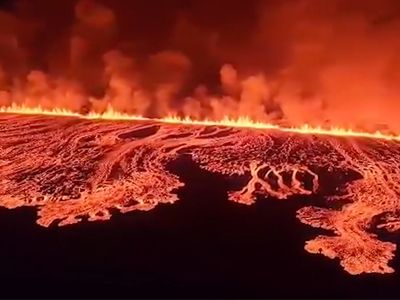 Lava erupts from a nearly two-mile-long fissure on Iceland&#39;s&nbsp;Reykjanes Peninsula in the fourth eruption for the region since December.