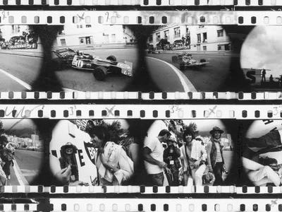 Keith Richards and his partner Anita Pallenberg at the 1971 Monaco grand prix