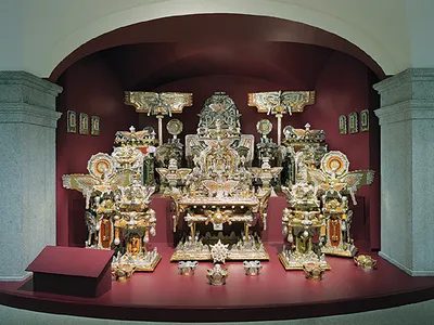 The Throne of the Third Heaven of the Nations' Millennium General Assembly was found in a garage after the 1964 death of its self-taught creator, Washington, D.C. janitor James Hampton.