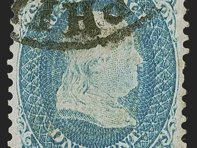 This 1-Cent Z Grill from 1868 is one of the rarest U.S. postage stamps in history