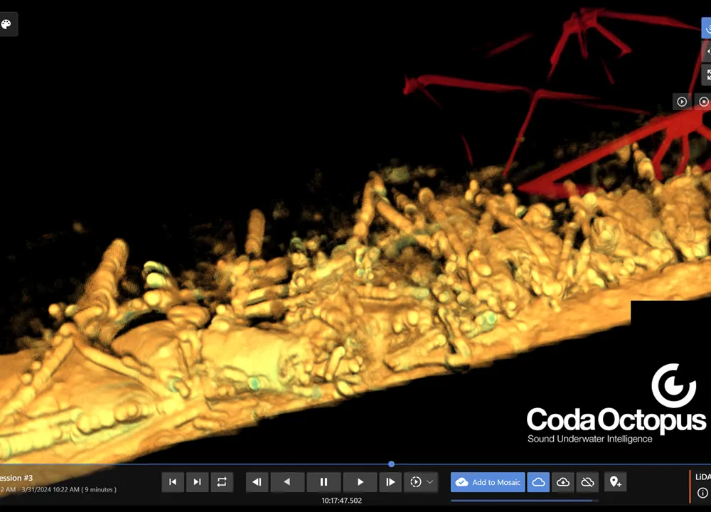 Underwater sonar scan of Key Bridge in Baltimore